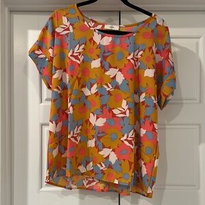 Entro brand  Orange Boxy Blouse with Short Sleeves